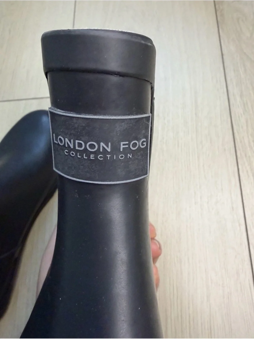 London Fog Black Short Women's Rain Boots with Striped Inner Panel